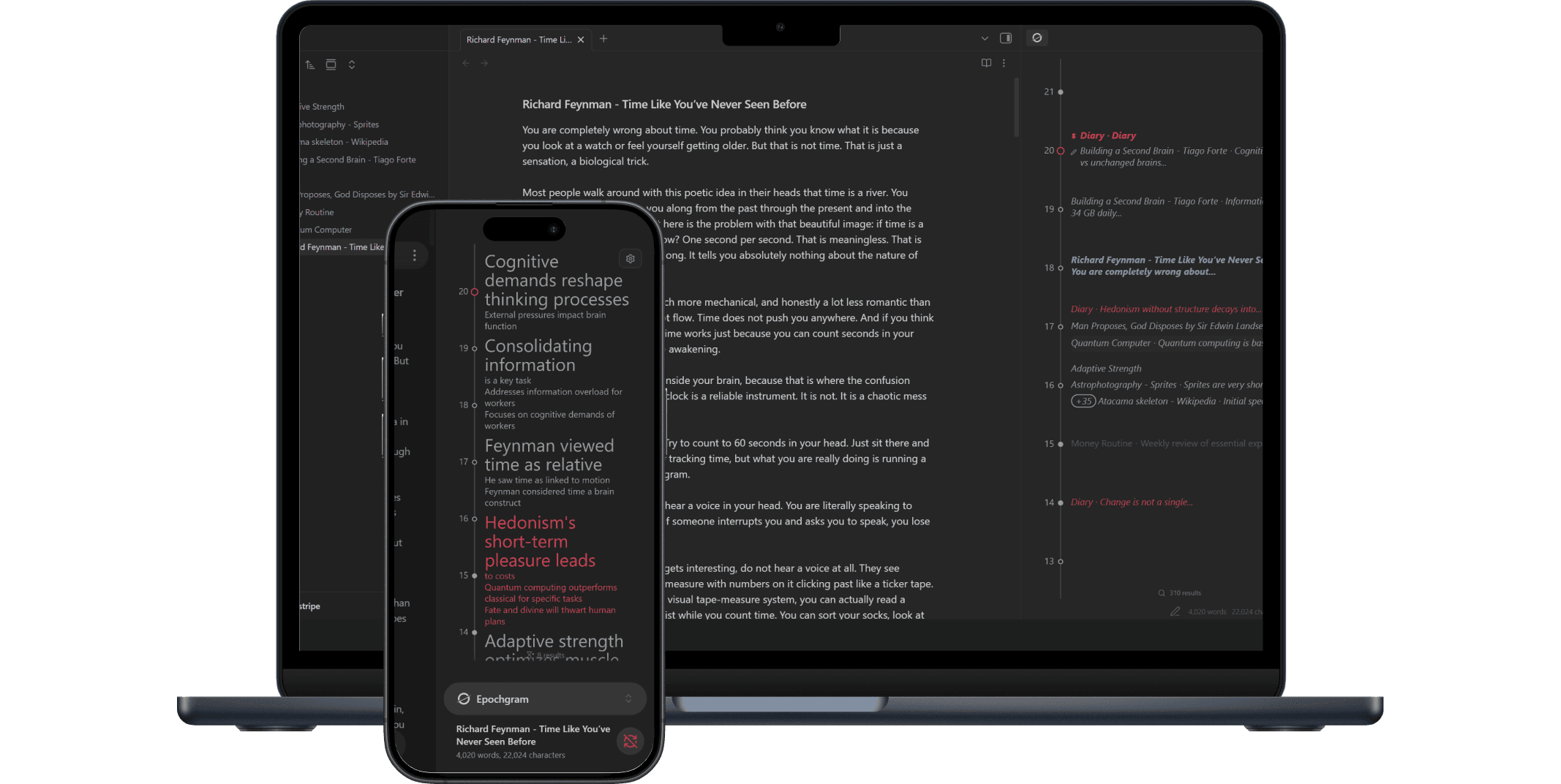 Epochgram timeline view in Obsidian